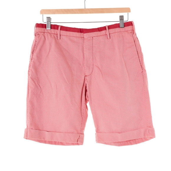 Incotex Slim Fit Red Checker Gingham Tailored Chino Shorts Mens M 32" / 48 IT - Picture 1 of 7